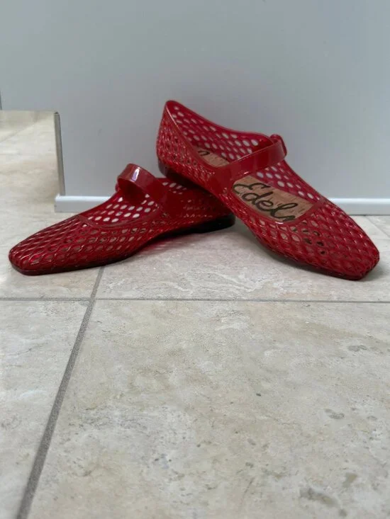 NWOB Sam Edelman Michaela Jelly Mary Jane Flat, Size 9M, Red Jelly - Picture 5 of 12